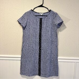Habitat Periwinkle and Black Polka Dot Shift Dress with pockets size XS